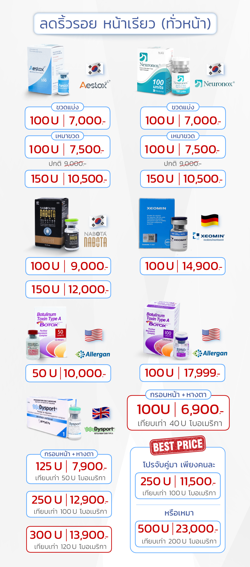 โปรโมชั่น โบท็อกซ์ ลดริ้วรอย หน้าเรียว