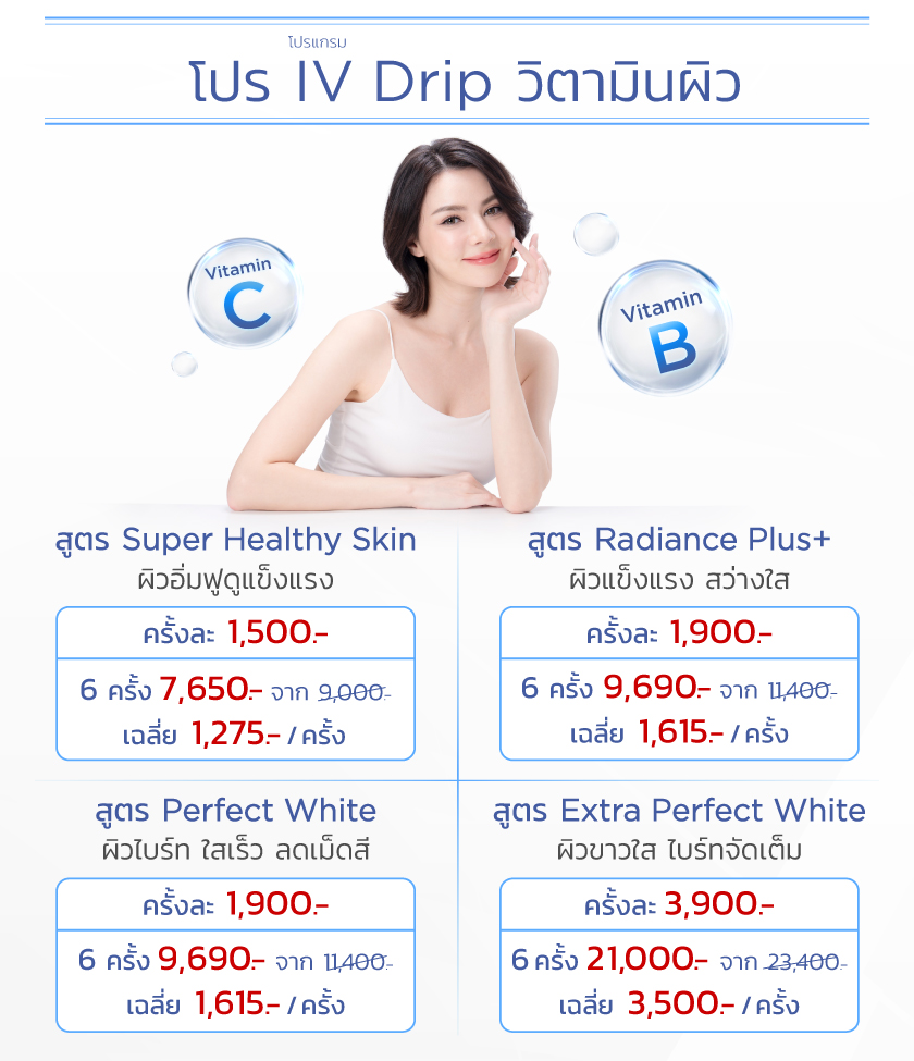 โปร Iv Drip วิตามินผิวขาวใสผิวนุ่ม